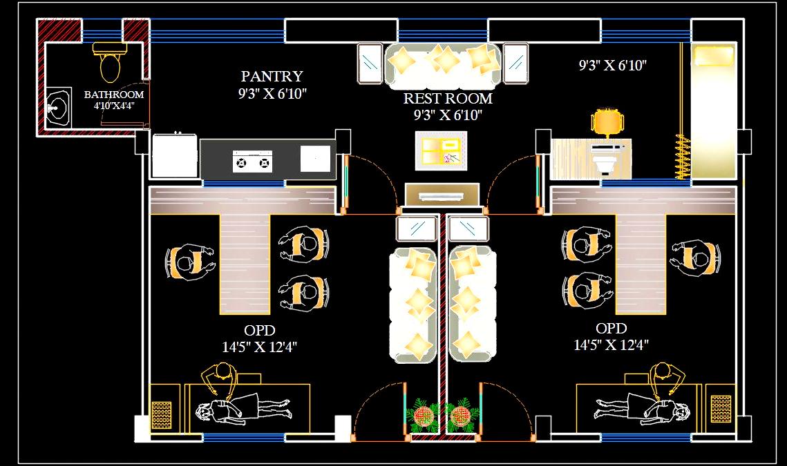 Doctor's OPD with Complete Interior Layout- AutoCAD DWG